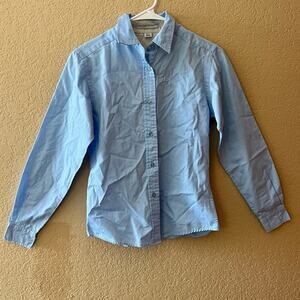 EUC: Light Blue Port Authority Ladies Long Sleeve Button Up Shirt - Size: XS